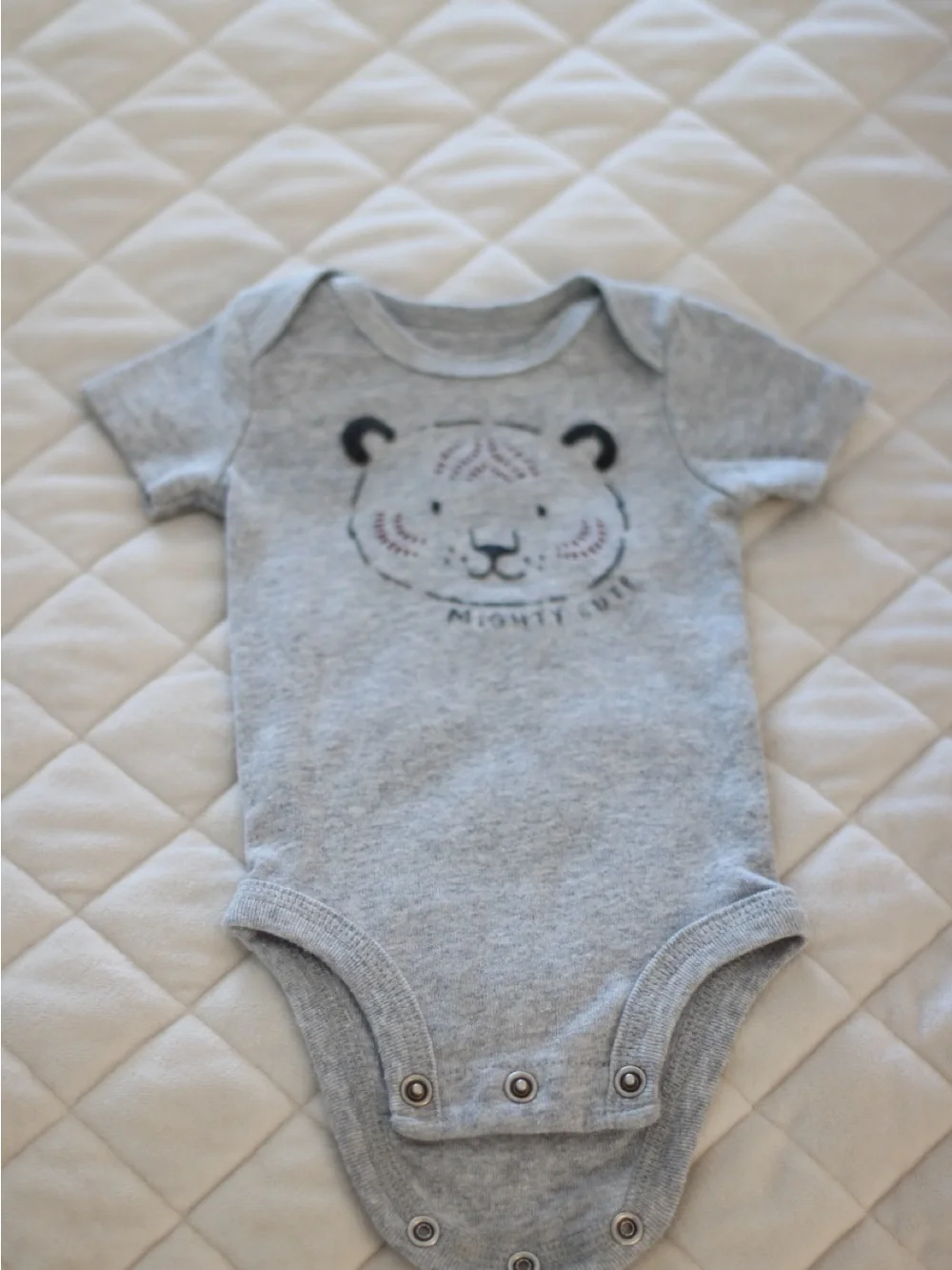 Carter's Gray Tiger 'Mighty Cute' Short Sleeve Bodysuit